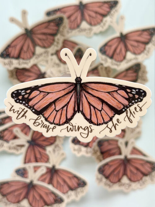 With brave wings she flies sticker