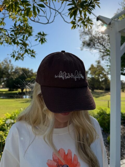brown wildflower faith cap